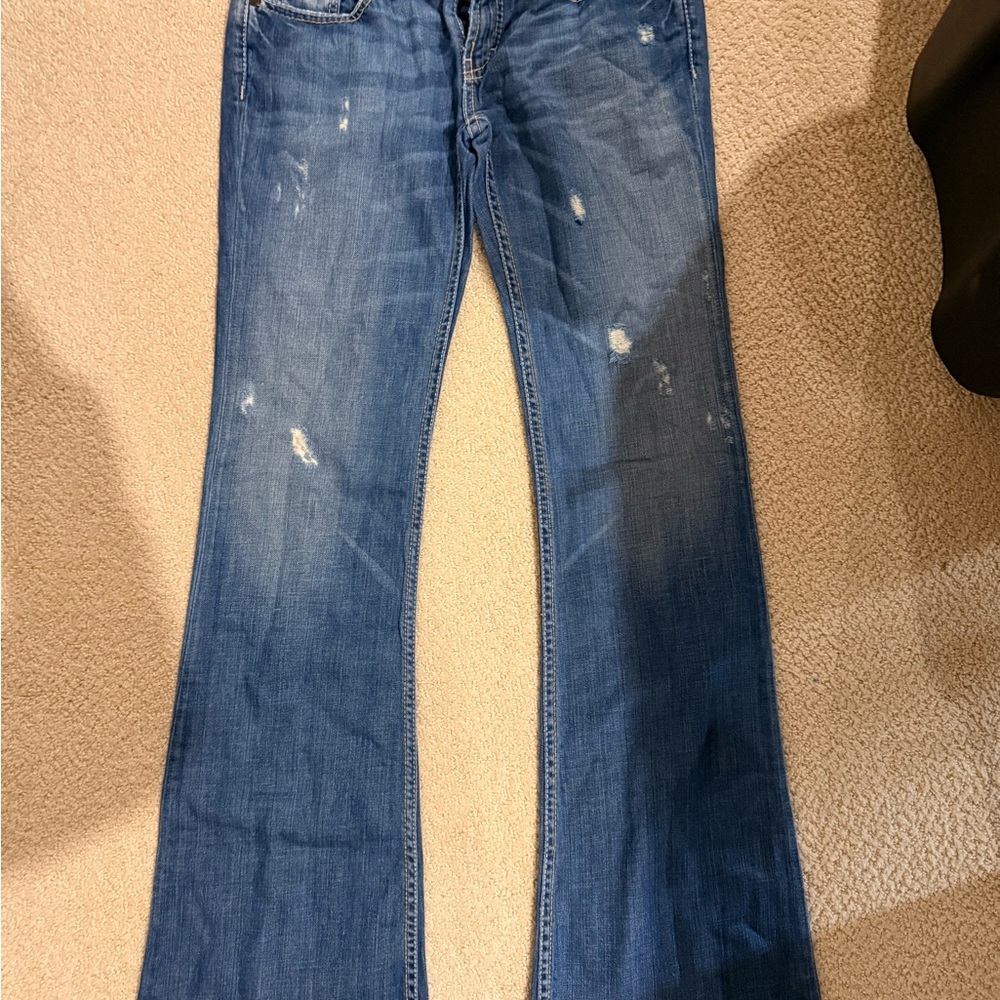BKE Flare Jeans in Distressed Blue